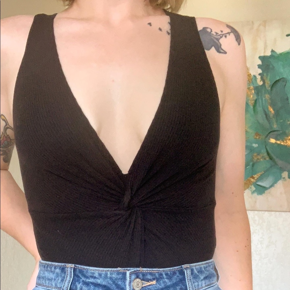 Forever21 ribbed front knot bodysuit